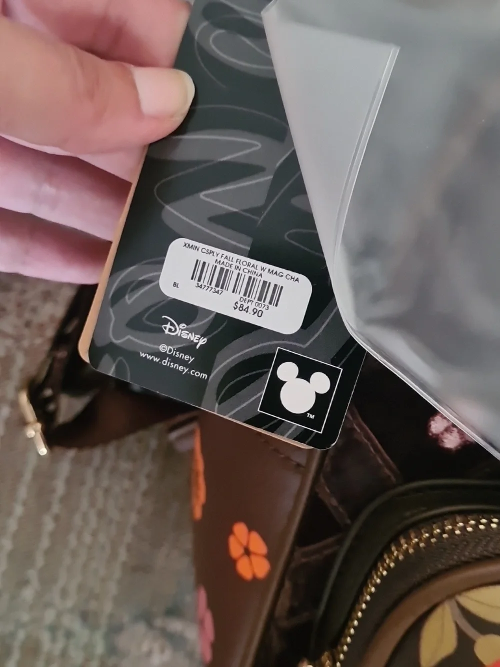 BoxLunch Exclusive Minnie Mouse Velvet Floral Interchangable Ear Backpack - Picture 3 of 7